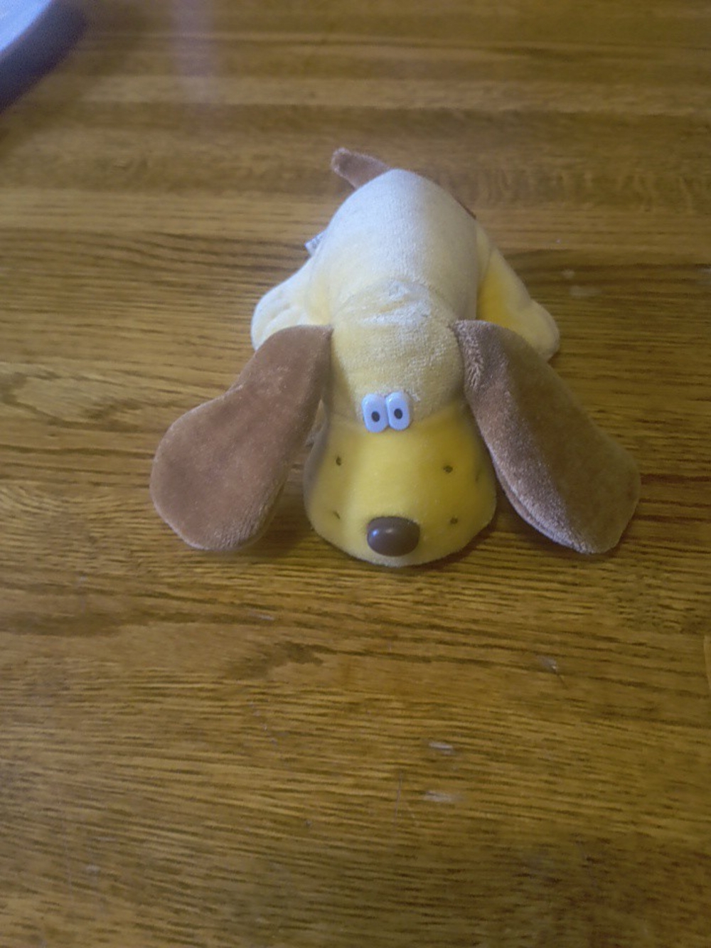 Soft Yellow Plush Dog Toy with Brown Ears - Squeaky Puppy Plush